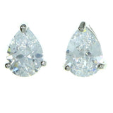 Tear Drop Shaped Stud-Earrings With Crystal Accents  Silver-Tone Color #2814