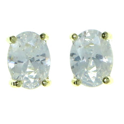 Oval Shaped Stud-Earrings With Crystal Accents  Gold-Tone Color #2815