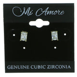 Rectangular  Stud-Earrings With Crystal Accents  Gold-Tone Color #2817