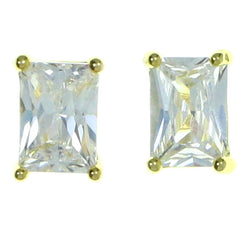 Rectangular  Stud-Earrings With Crystal Accents  Gold-Tone Color #2819