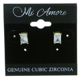 Rectangular  Stud-Earrings With Crystal Accents  Gold-Tone Color #2819