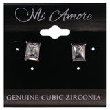 Cubic Zirconia Stud-Earrings With Crystal Accents  Silver-Tone Color #2822