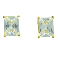 Cubic Zirconia Stud-Earrings With Crystal Accents  Gold-Tone Color #2823