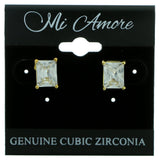 Cubic Zirconia Stud-Earrings With Crystal Accents  Gold-Tone Color #2823