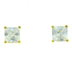 Cubic Zirconia Stud-Earrings With Crystal Accents  Gold-Tone Color #2826