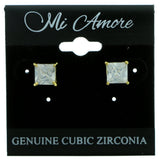 Cubic Zirconia Stud-Earrings With Crystal Accents  Gold-Tone Color #2829
