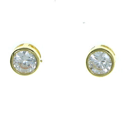 Round Stud-Earrings With Crystal Accents  Gold-Tone Color #2838