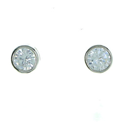 Round Stud-Earrings With Crystal Accents  Silver-Tone Color #2839