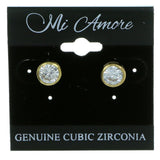 Round Stud-Earrings With Crystal Accents  Gold-Tone Color #2842