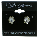 Oval Shaped Stud-Earrings With Crystal Accents  Gold-Tone Color #2850
