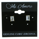 Rectangular  Stud-Earrings With Crystal Accents  Gold-Tone Color #2866