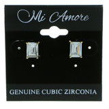 Rectangular  Stud-Earrings With Crystal Accents  Gold-Tone Color #2868