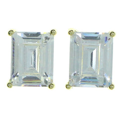 Rectangular  Stud-Earrings With Crystal Accents  Gold-Tone Color #2870