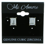 Rectangular  Stud-Earrings With Crystal Accents  Gold-Tone Color #2870