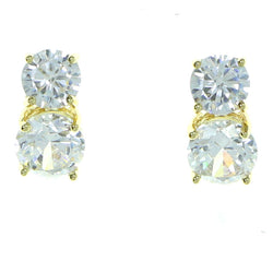 Round Stud-Earrings With Crystal Accents  Gold-Tone Color #2879