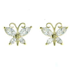 Butterfly Stud-Earrings With Crystal Accents  Gold-Tone Color #2880