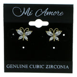 Butterfly Stud-Earrings With Crystal Accents  Gold-Tone Color #2880