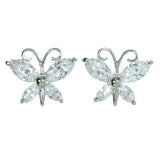 Butterfly Stud-Earrings With Crystal Accents  Silver-Tone Color #2873