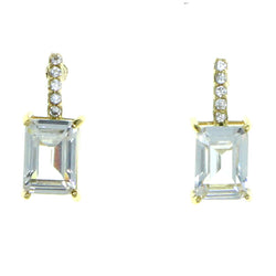 Rectangle Stud-Earrings With Crystal Accents  Gold-Tone Color #2882