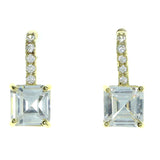 Square Shaped Stud-Earrings With Crystal Accents  Gold-Tone Color #2884