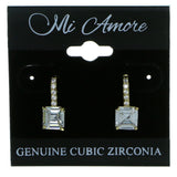 Square Shaped Stud-Earrings With Crystal Accents  Gold-Tone Color #2884