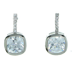 Silver-Tone Metal Stud-Earrings With Crystal Accents #2887