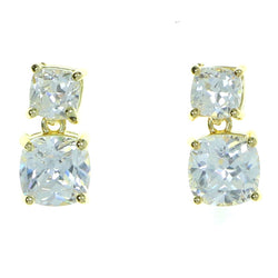 Gold-Tone Metal Dangle-Earrings With Crystal Accents #2888