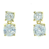 Gold-Tone Metal Dangle-Earrings With Crystal Accents #2888