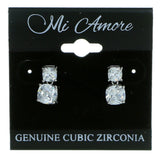 Silver-Tone Metal Dangle-Earrings With Crystal Accents #2889