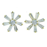 Flower Stud-Earrings With Crystal Accents  Gold-Tone Color #2891