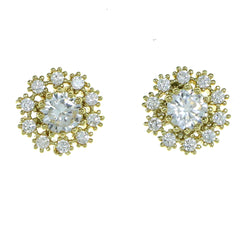 Flower Stud-Earrings With Crystal Accents  Gold-Tone Color #2892