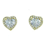 Heart Stud-Earrings With Crystal Accents  Gold-Tone Color #2893