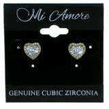Heart Stud-Earrings With Crystal Accents  Gold-Tone Color #2893