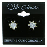 7 Point Star Stud-Earrings With Crystal Accents  Gold-Tone Color #2896