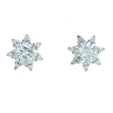 7 Point Star Stud-Earrings With Crystal Accents  Silver-Tone Color #2898
