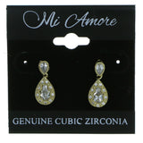 Tear Drop Shaped Drop-Dangle-Earrings With Crystal Accents  Gold-Tone Color #2903