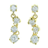 Gold-Tone Metal Drop-Dangle-Earrings With Crystal Accents #2905