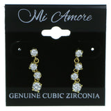 Gold-Tone Metal Drop-Dangle-Earrings With Crystal Accents #2905
