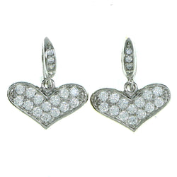 Heart Dangle-Earrings With Crystal Accents  Silver-Tone Color #2908
