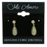 Tear Drop Shaped Drop-Dangle-Earrings With Crystal Accents  Gold-Tone Color #2911