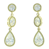 Circle  Oval Tear Drop Shaped Drop-Dangle-Earrings With Crystal Accents Gold-Tone Color #2912
