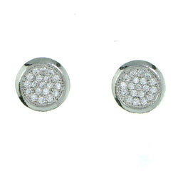 Round Stud-Earrings With Crystal Accents  Silver-Tone Color #2916