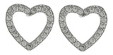 Silver-Tone Open Heart Shaped Post Earrings With CZ Accent For Women #2919