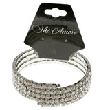 Silver-Tone Metal Rhinestone-Coil-Bracelet With Crystal Accents #4337