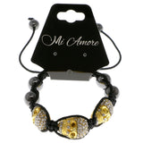 Skulls Shamballa-Bracelet With Crystal Accents Gold-Tone & Black Colored #3802