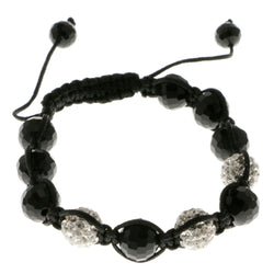 Black & White Colored Acrylic Shamballa-Bracelet With Crystal Accents #3815