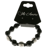 Black & White Colored Acrylic Shamballa-Bracelet With Crystal Accents #3815