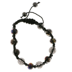 Black & White Colored Acrylic Shamballa-Bracelet With Crystal Accents #3813