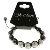 Black & White Colored Metal Shamballa-Bracelet With Crystal Accents #3805