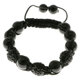 Black Acrylic Shamballa-Bracelet With Crystal Accents #3799